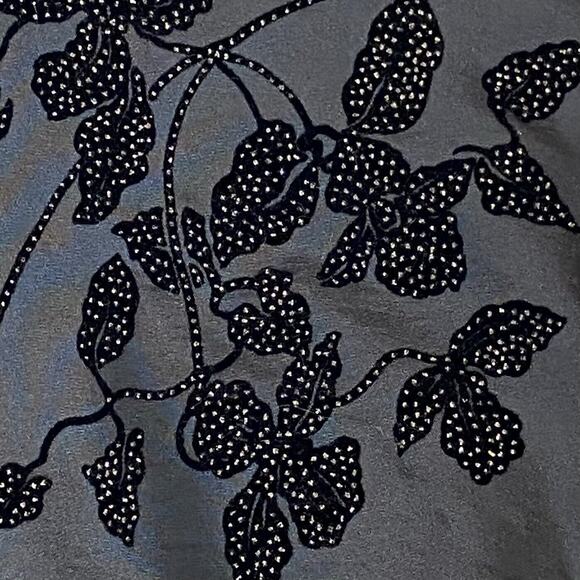 Beaded Embroidery Satin Velvet Evening Jacket XL Formal Party Dark Elegance Y2K - Picture 2 of 9